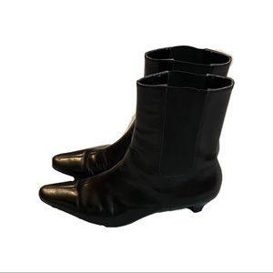 Vintage real leather kitten heel boots